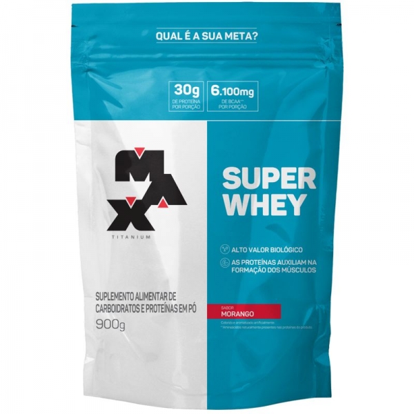 SUPER WHEY REFIL 900G MORANGO - MAX TITANIUM